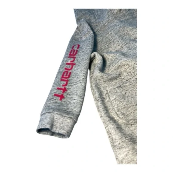 Carhartt Gray & Pink trim Hooded infant Footie - Picture 4 of 7